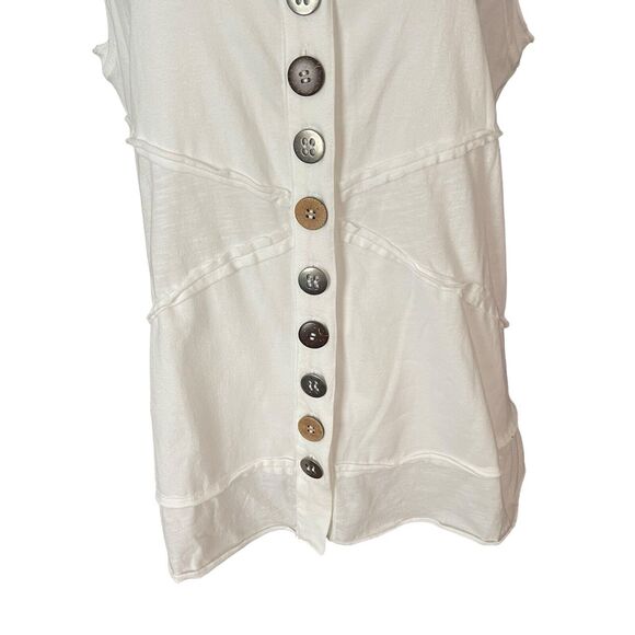 Soft Surroundings PM Petite Medium Tunic Top Sleeveless Big Button Front Blouse - Picture 4 of 8